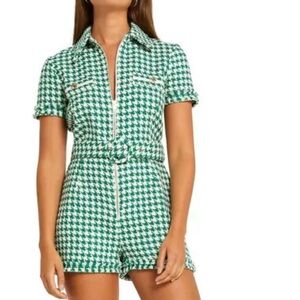 River Island Green and White Blazer with Bold Houndstooth Pattern